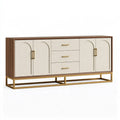 Buffet 180 x 40 x 85 cm en bois beige et brun avec 4 portes 3 tiroirs style contemporain