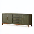 Buffet 180 x 45 x 85 cm en bois vert foncé - rangement moderne à 3 tiroirs et 3 portes