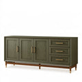 Buffet 180 x 45 x 85 cm en bois vert olive avec 3 portes et 3 tiroirs style contemporain
