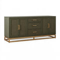 Buffet 180 x 45 x 85 cm en bois vert olive avec piètement métal rangement contemporain