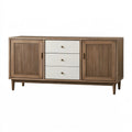 Buffet 160 x 40 x 80 cm en bois marron et blanc avec 3 tiroirs et 2 portes style moderne