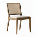Chaise de salle à manger 48 x 55 x 82 cm en bois clair cannage naturel et tissu écru style contemporain