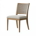 Chaise de salle à manger 46 x 55 x 88 cm bois naturel cannage tissu beige style rétro