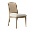 Chaise de salle à manger 48 x 58 x 96 cm bois brun cannage beige assise tissu style naturel