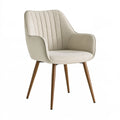 Chaise de salle à manger 58 x 62 x 86 cm en tissu beige avec pieds en bois style contemporain