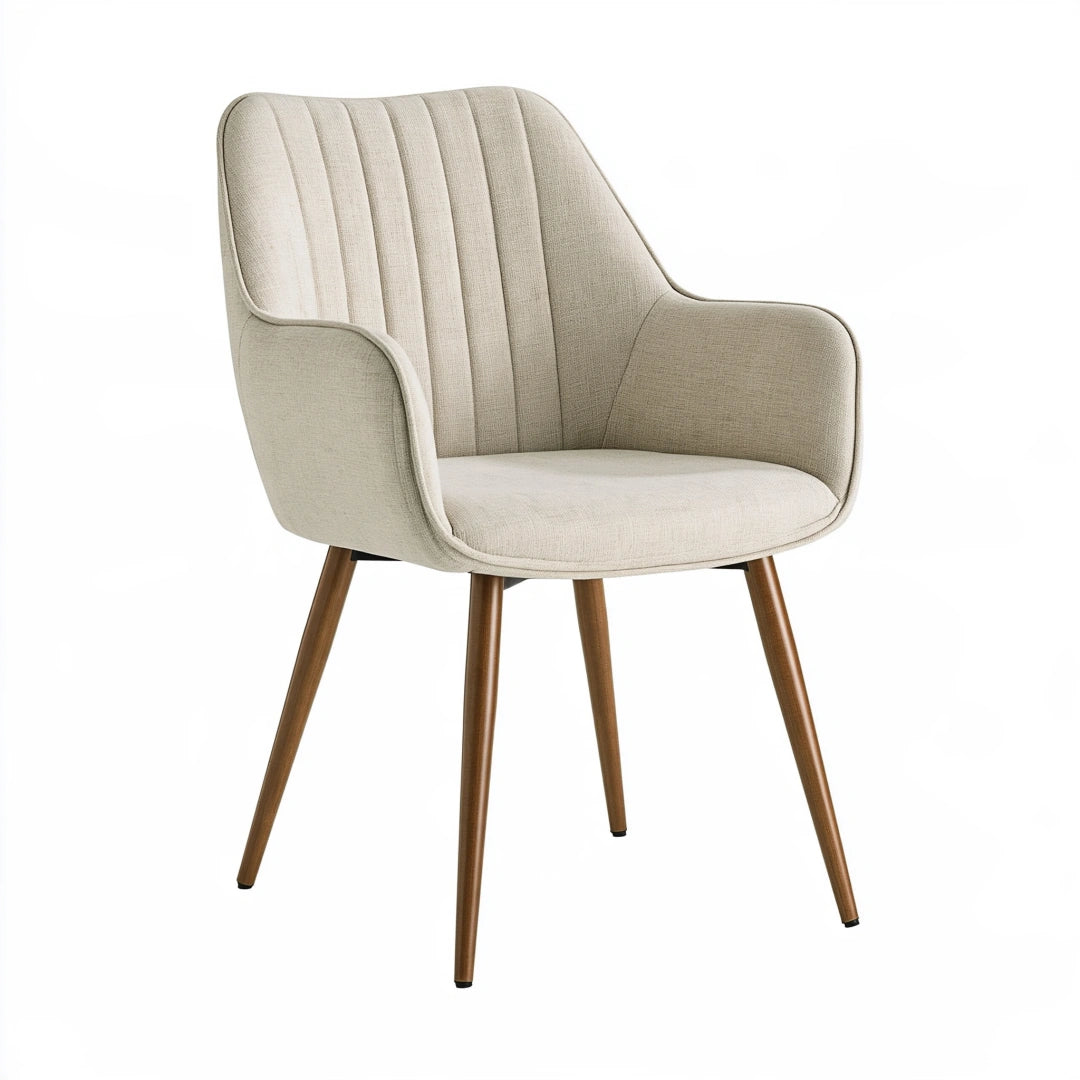 Chaise de salle à manger 58 x 62 x 86 cm en tissu beige avec pieds en bois style contemporain