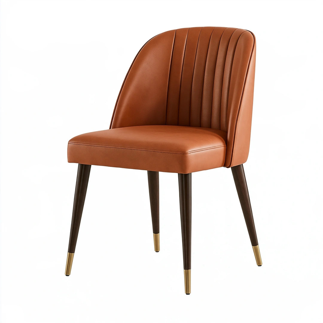 Chaise de salle à manger 50 x 60 x 85 cm en revêtement aspect cuir marron style contemporain