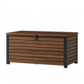 Coffre de rangement extérieur 120 x 60 x 65 cm en bois marron et métal noir verrouillable