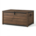 Coffre de rangement 120 x 60 x 65 cm en bois brun et métal noir style industriel pour extérieur