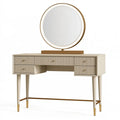 Coiffeuse 120 x 45 x 150 cm en bois beige et doré avec miroir style contemporain