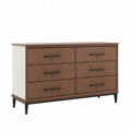 Commode 160 x 45 x 90 cm en panneaux aspect bois marron à 6 tiroirs style contemporain