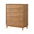 Commode 90 x 45 x 120 cm en bois chêne naturel à 5 tiroirs style moderne