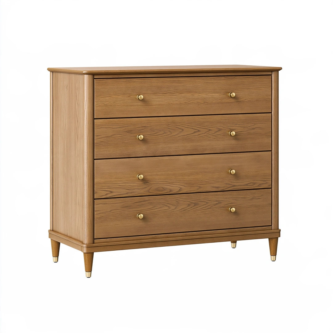 Commode 100 x 45 x 110 cm en bois marron à 4 tiroirs style classique